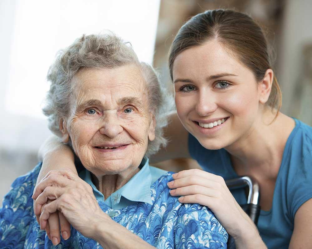 Support worker with client