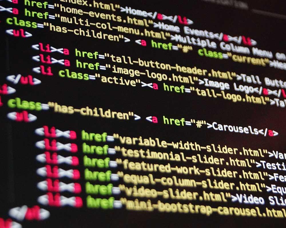 Computer code on a computer screen