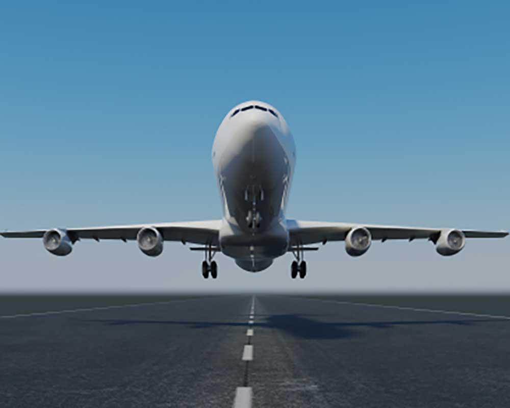 Plane taking off from a runway