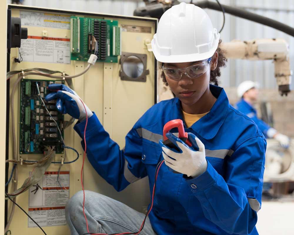 Engineer checking circuits